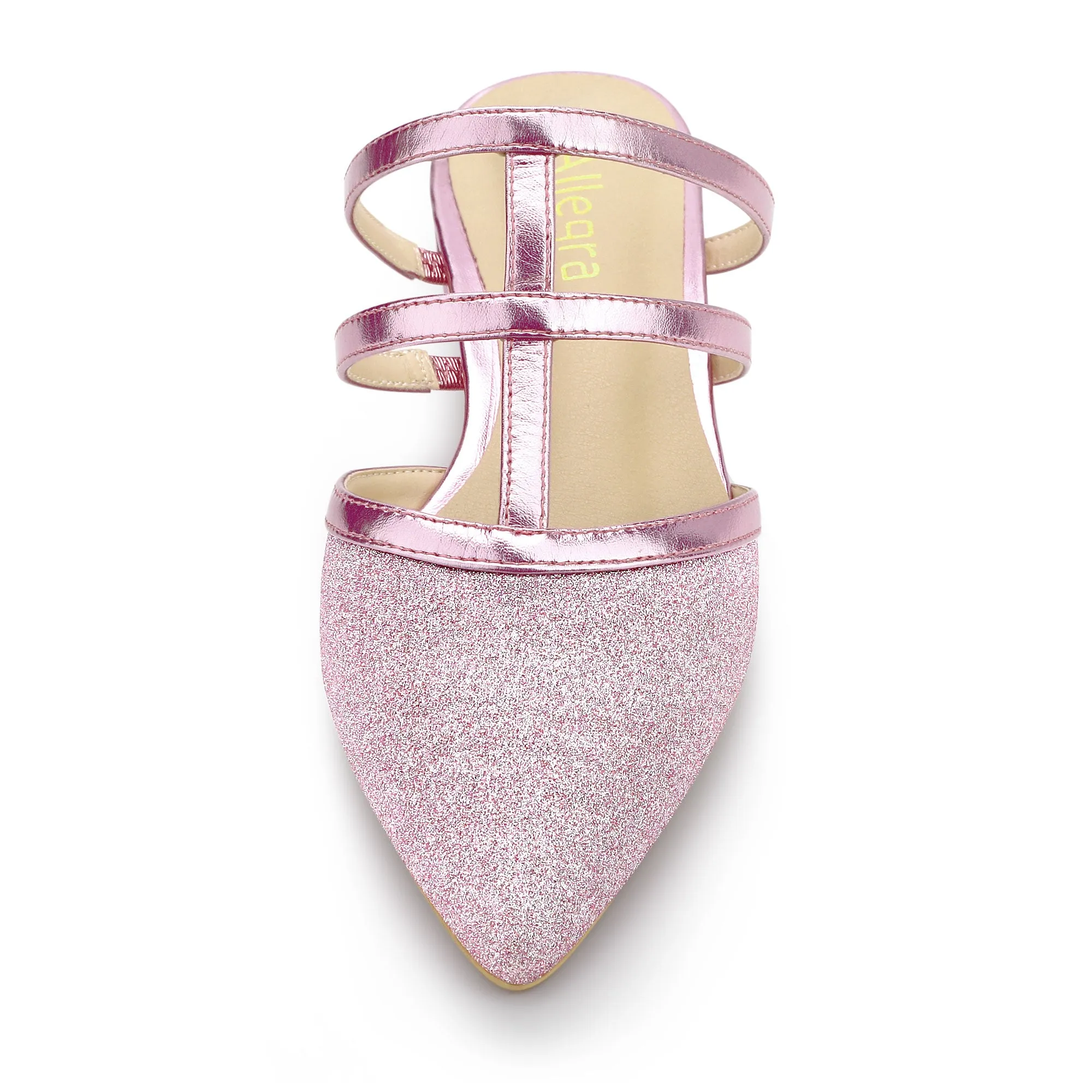 Glitter Pointed Toe T Strap Slip On Flats Mules sold by Allegra K product image thumbnail 3