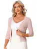 Women's V Neck Button Down 3/4 Sleeve Lightweight Solid Knit Cardigan Sweater sold by Allegra K