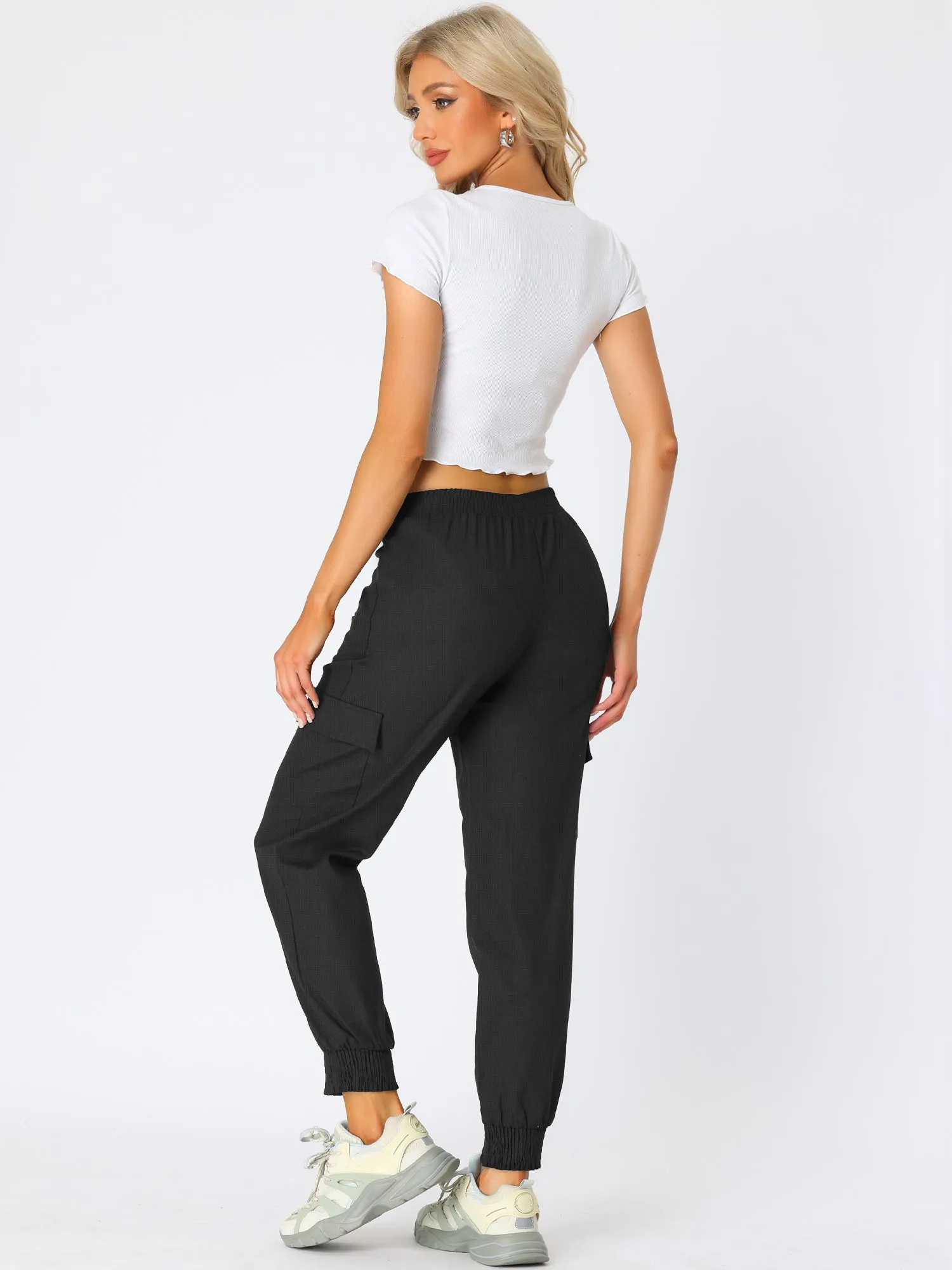 Cargo Linen Cotton Elastic Waist Summer Loose Jogger Pants sold by Allegra K product image thumbnail 3