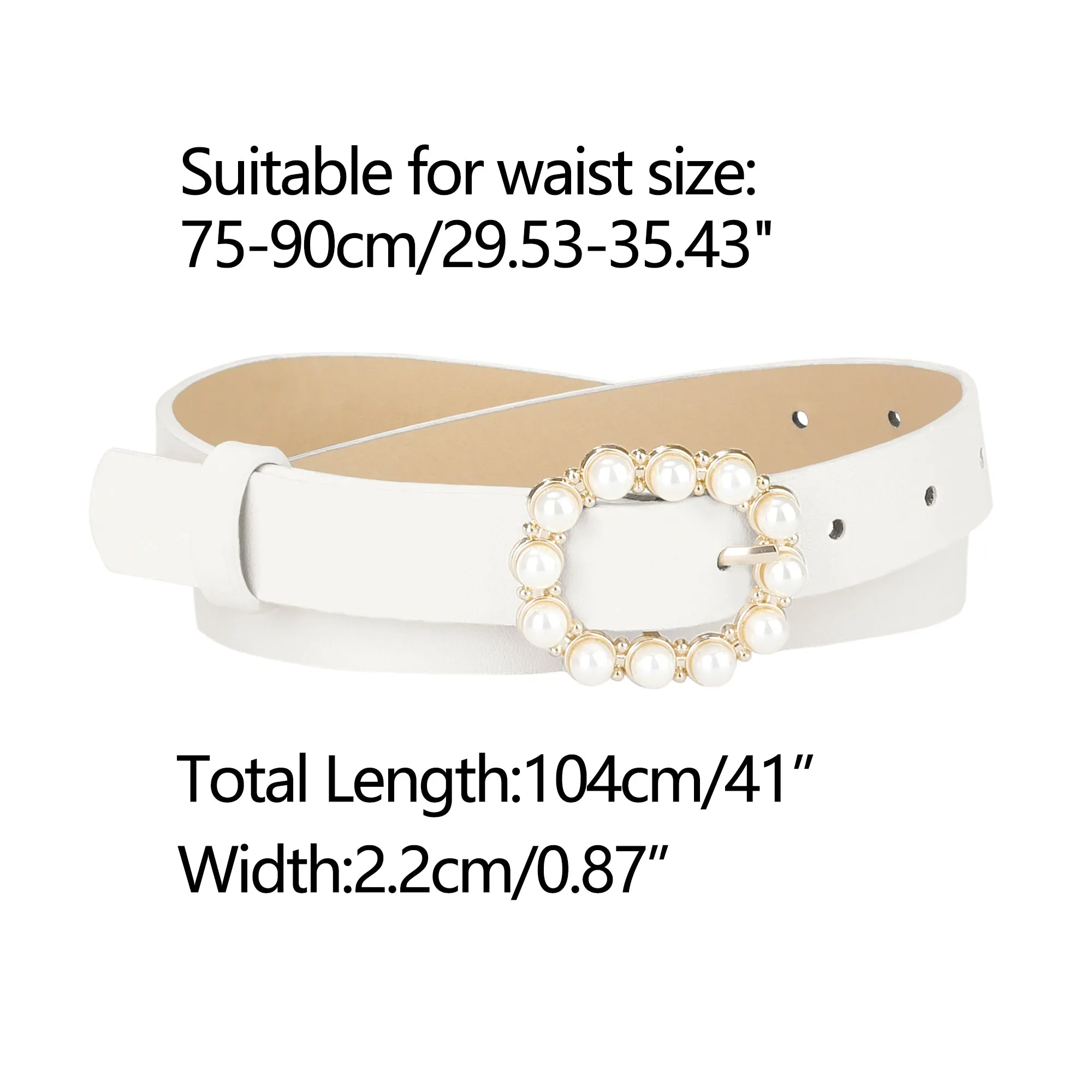 Pearl Waistband Skinny Leather Adjustable Pin Buckle Belt sold by Allegra K product image thumbnail 3