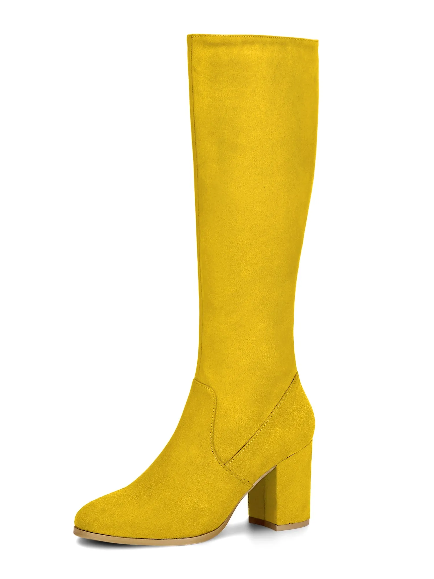 Faux Suede Side Zipper Chunky Heel Knee High Boots sold by Allegra K product image thumbnail 2