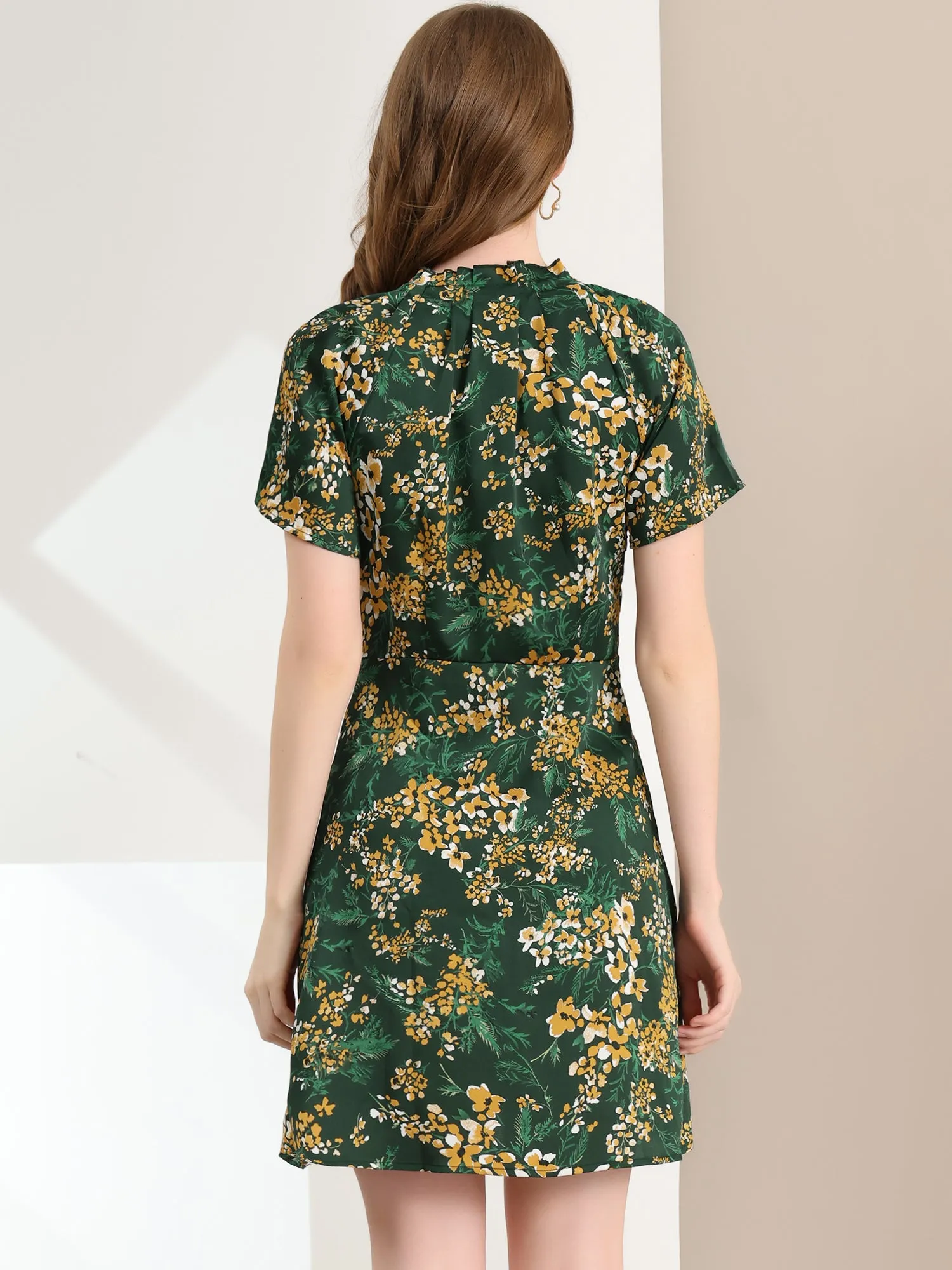 Vintage Mandarin Collar Flared Sleeve Casual Floral Cheongsam Dress sold by Allegra K product image thumbnail 4