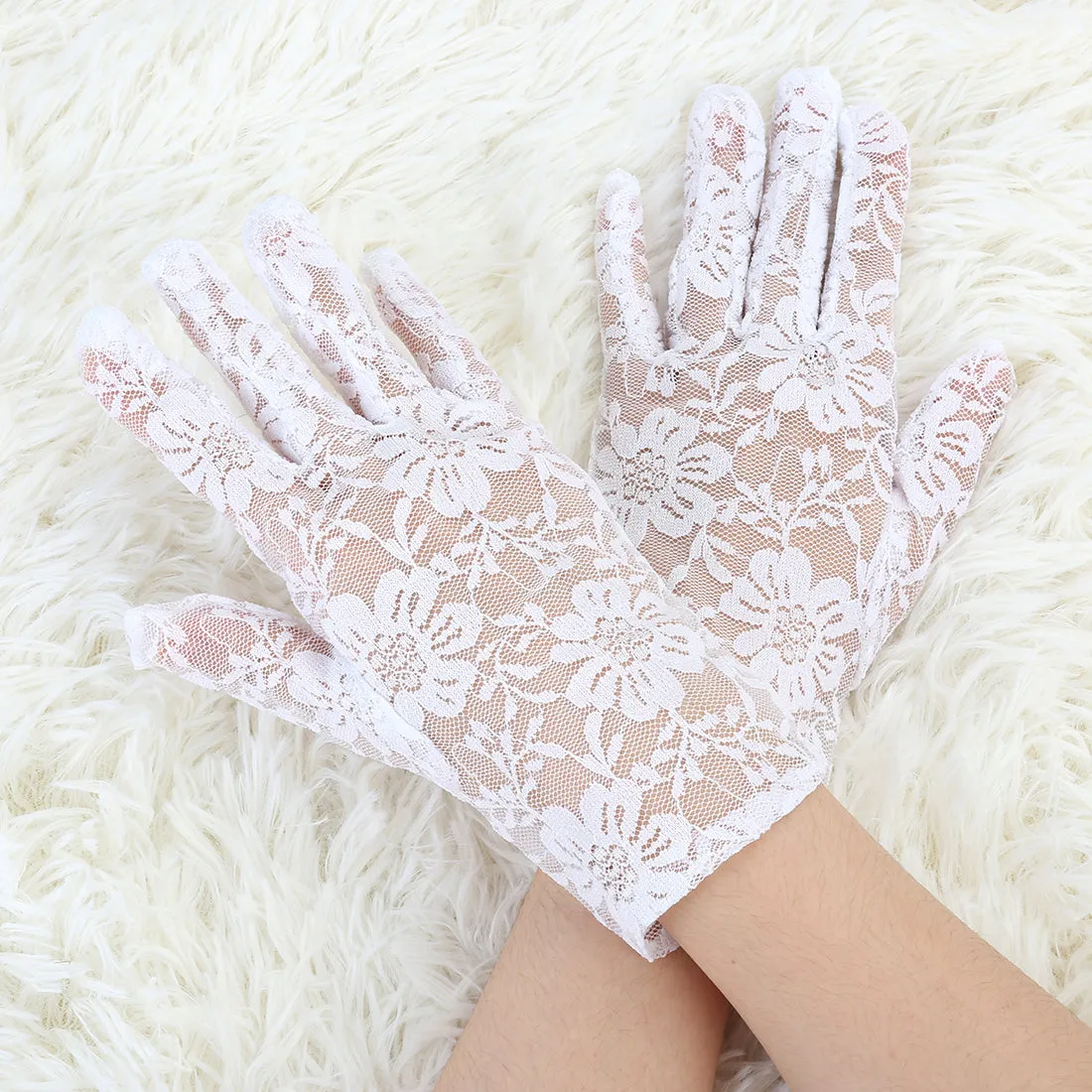 Floral 1920s Bridal Wedding Party Opera Full Finger Lace Gloves sold by Allegra K product image thumbnail 4