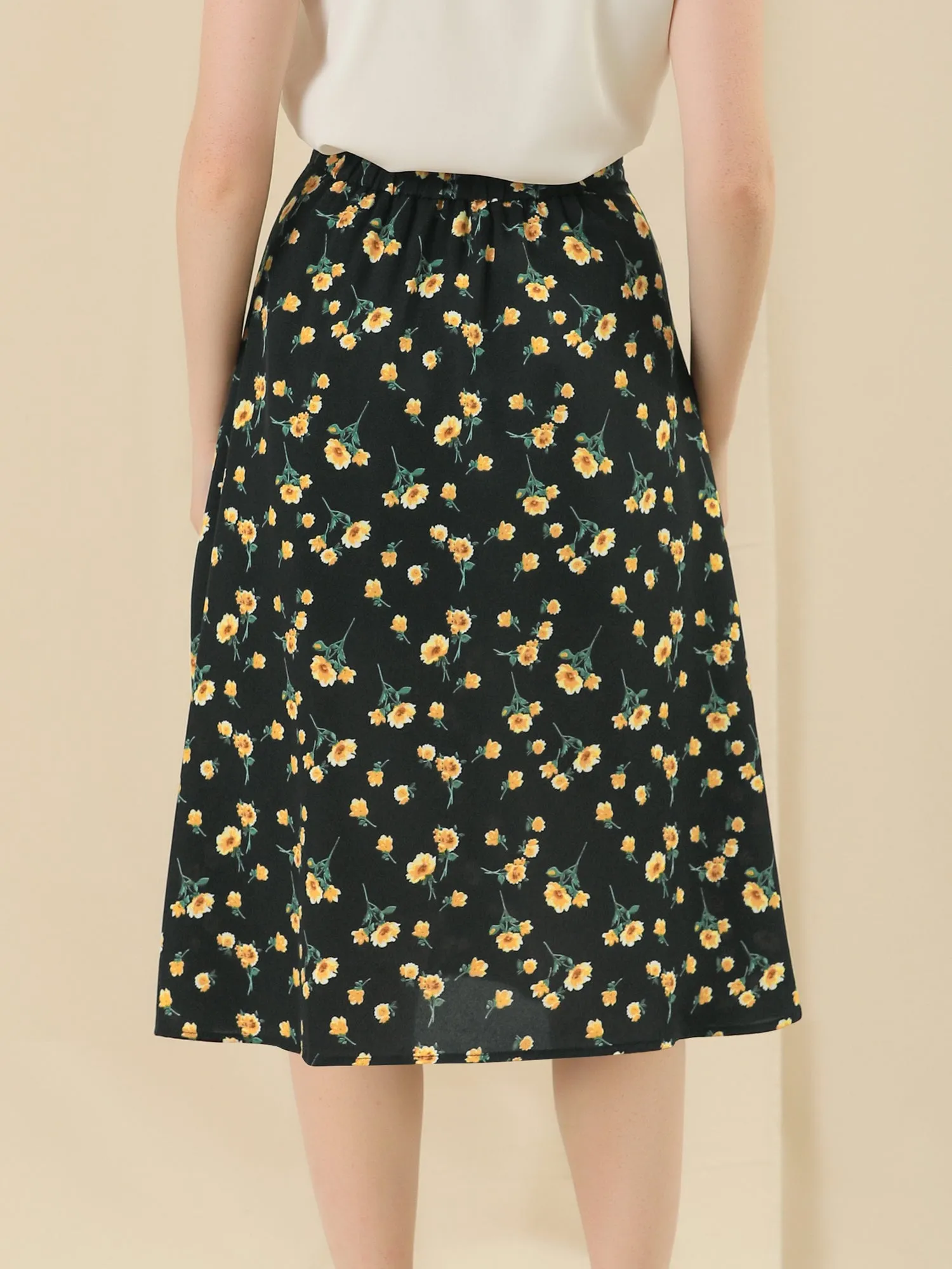 Floral Chiffon Retro Spring Summer Peasant Midi Skirt sold by Allegra K product image thumbnail 5