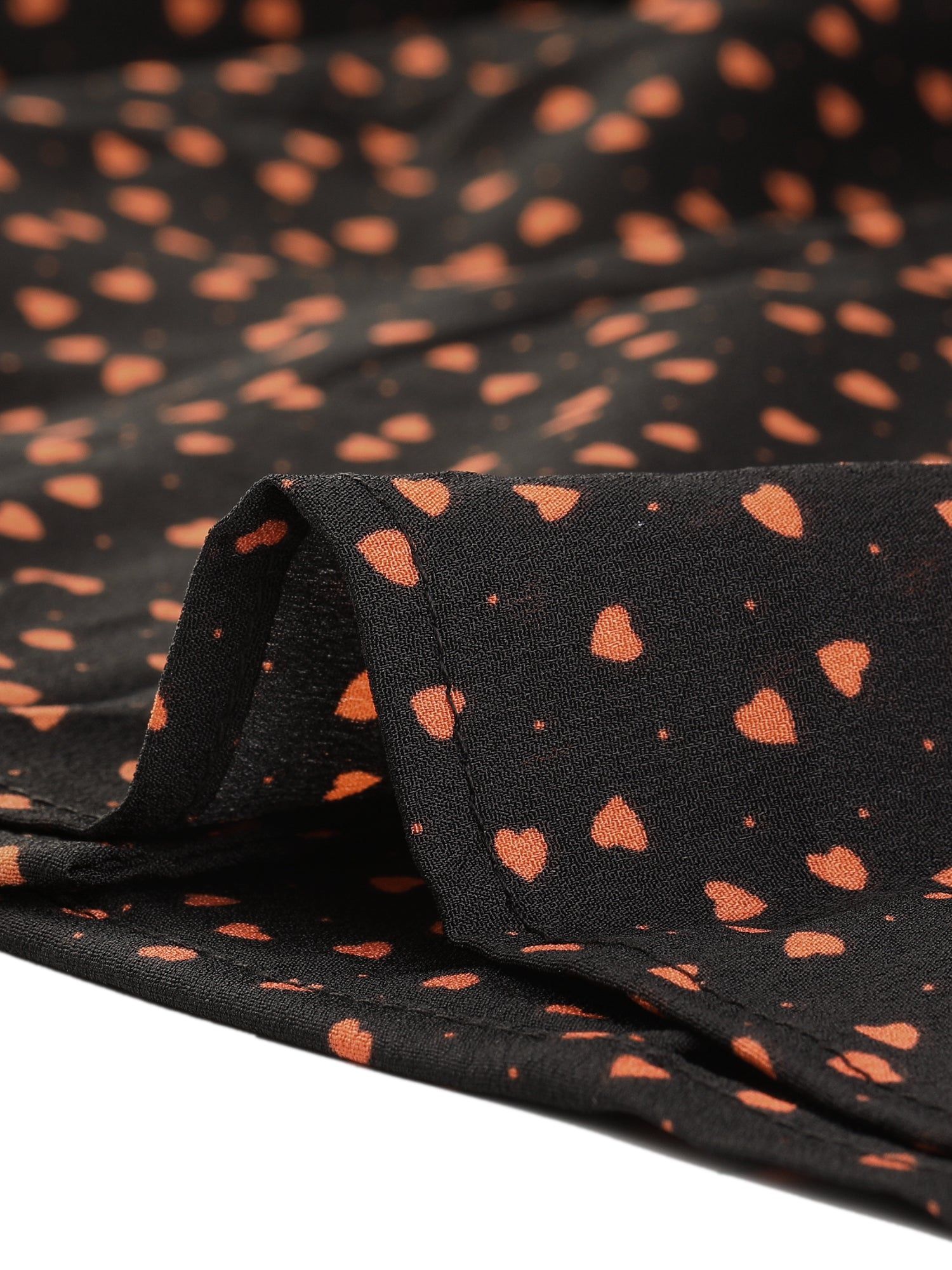 Heart Polka Dot V Neck Camp Collar Puff Long Sleeve Button Shirt sold by Allegra K product image thumbnail 5