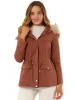 Parkas with Faux Fur Lined Winter Warm Drawstring Zipper Hoodie Coat sold by Allegra K
