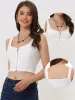 Cami Sleeveless Spaghetti Strap Zip Up Sexy Tank Crop Top sold by Allegra K