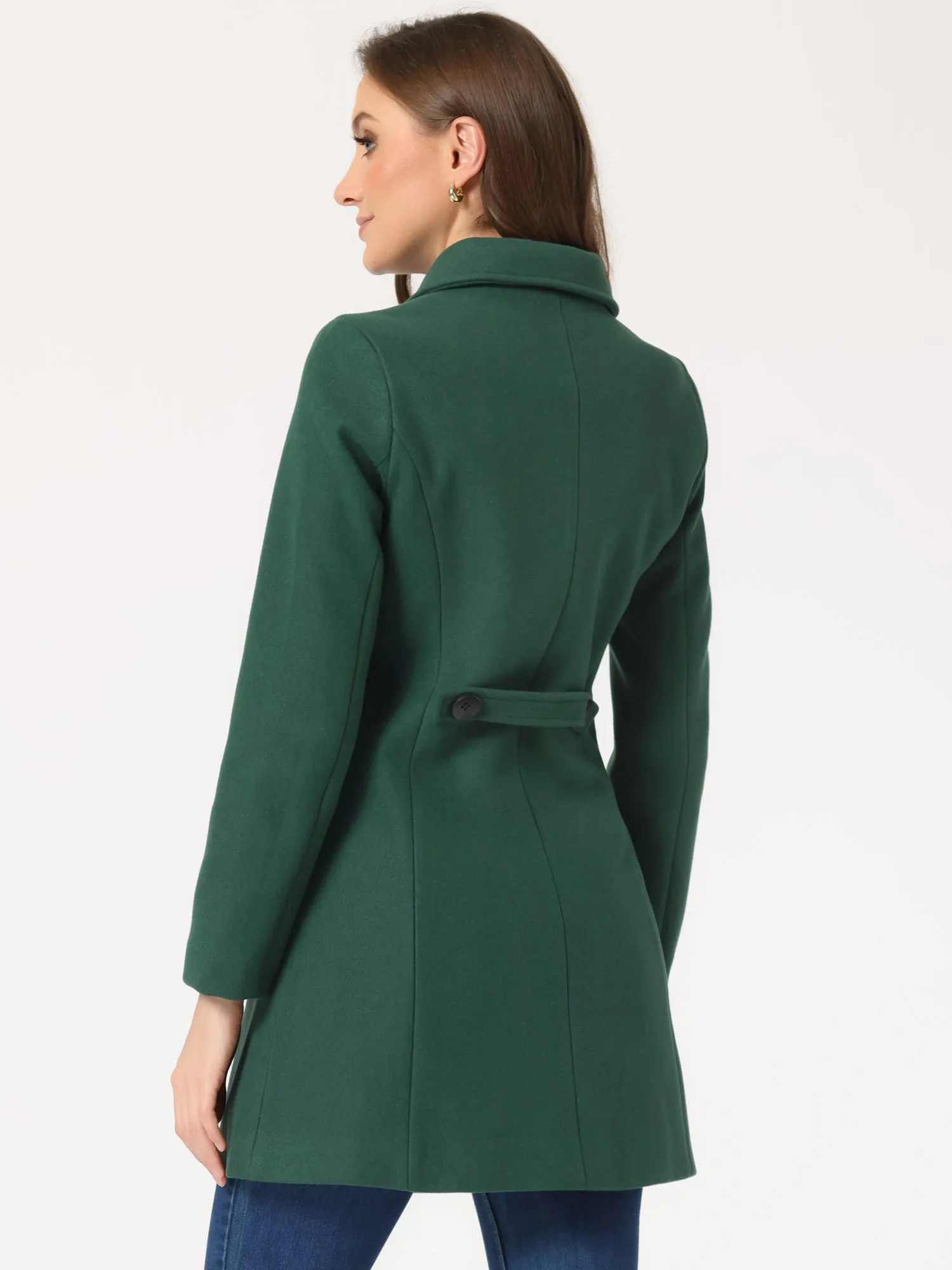 Solid Winter Single Breasted Long Warm Pocketed Pea Coat sold by Allegra K product image thumbnail 3