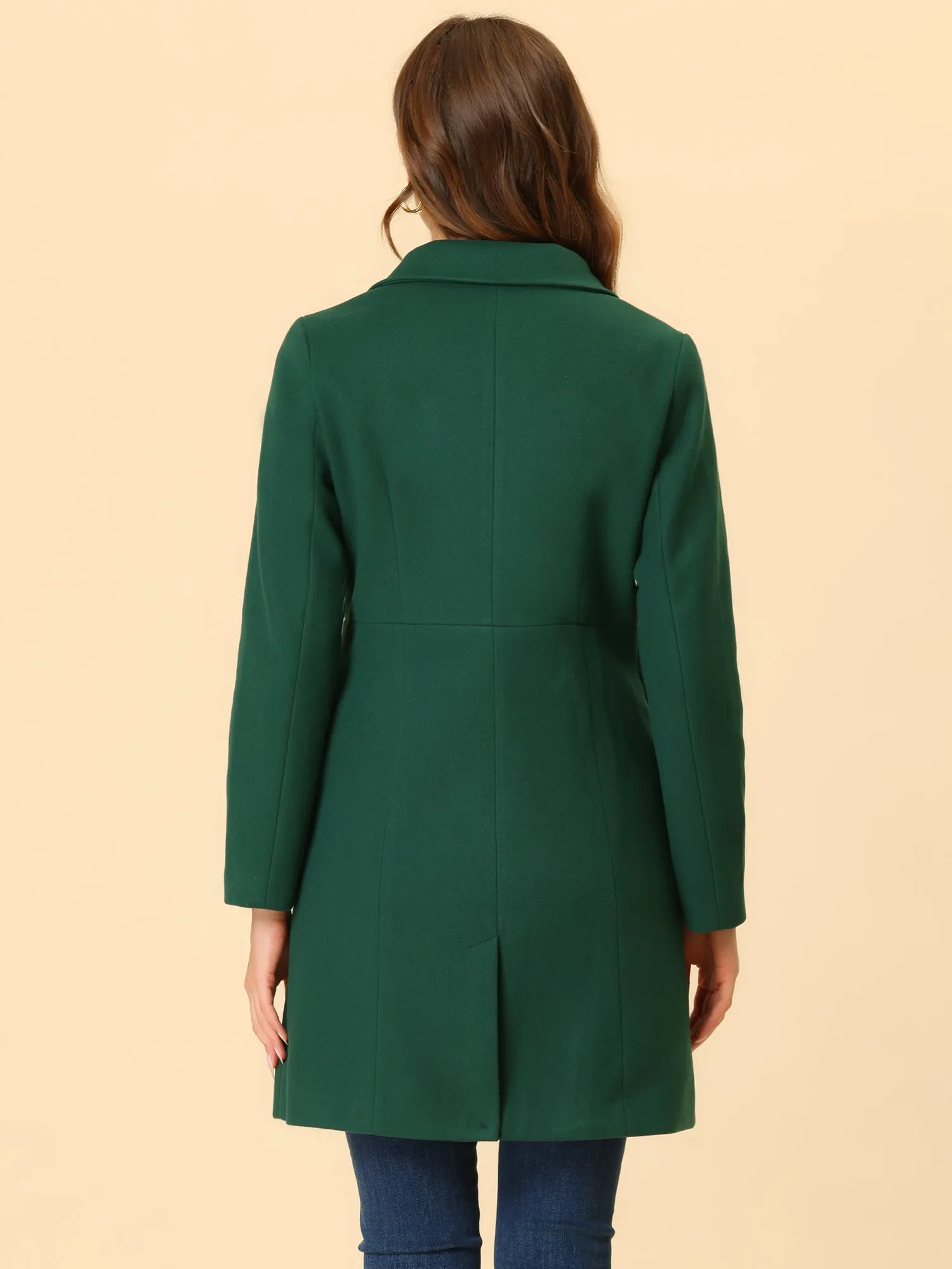 Notched Lapel Double Breasted Outwear Winter Long Coat sold by Allegra K product image thumbnail 4