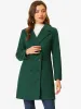 Notched Lapel Double Breasted Outwear Winter Long Coat sold by Allegra K
