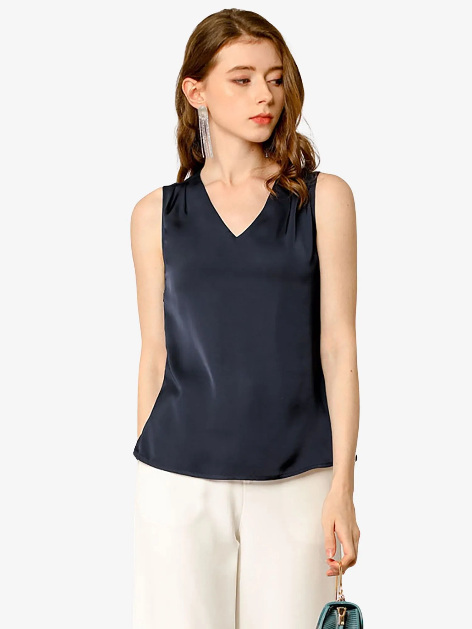 Sleeveless Elegant Chiffon Blouse Vintage V-Neck Office Tops sold by Allegra K