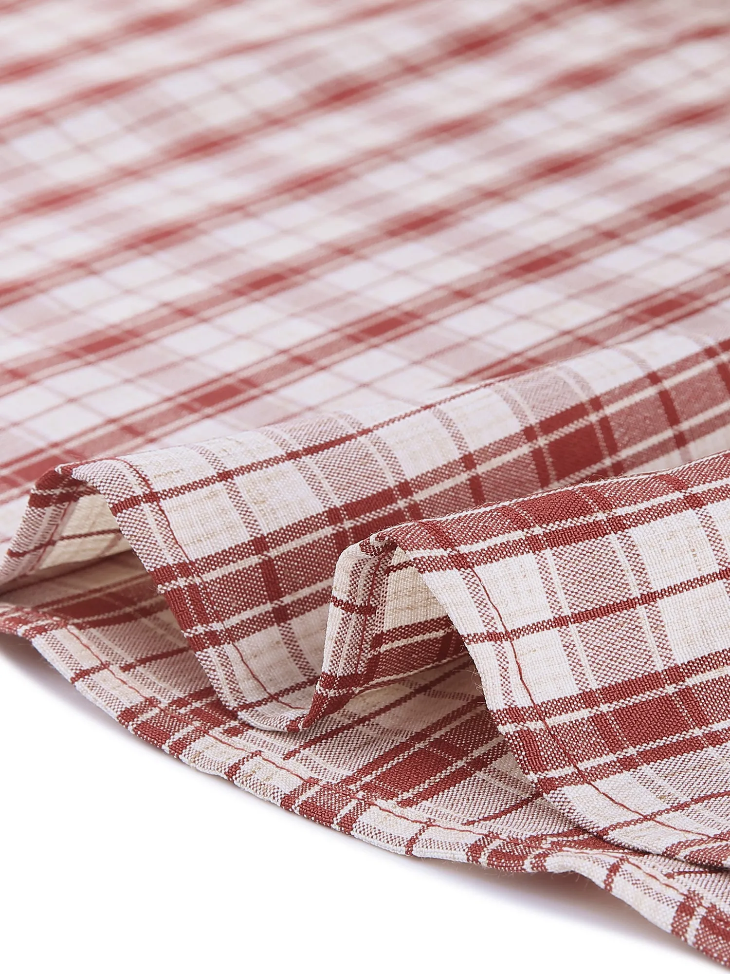 Plaid Square Neck Tie Back Contrast Short Sleeve A-line Dress sold by Allegra K product image thumbnail 2