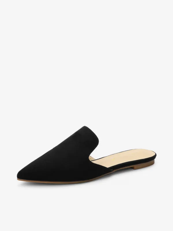 Faux Suede Pointed Toe Flat Slip On Slides Mules sold by Allegra K