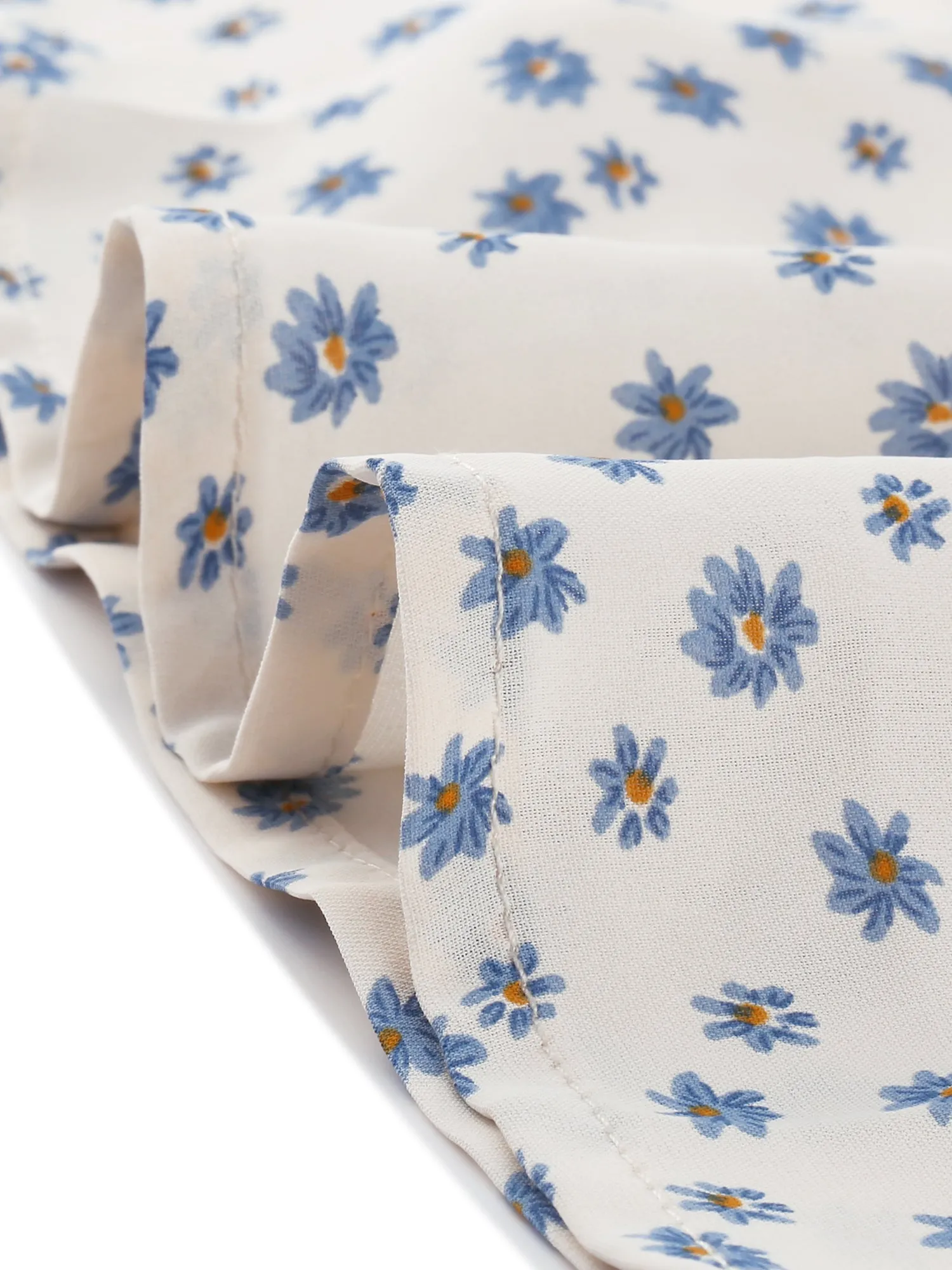 Floral Contrast Trim Round Neck Bow Tie Belt Midi Dress sold by Allegra K product image thumbnail 5