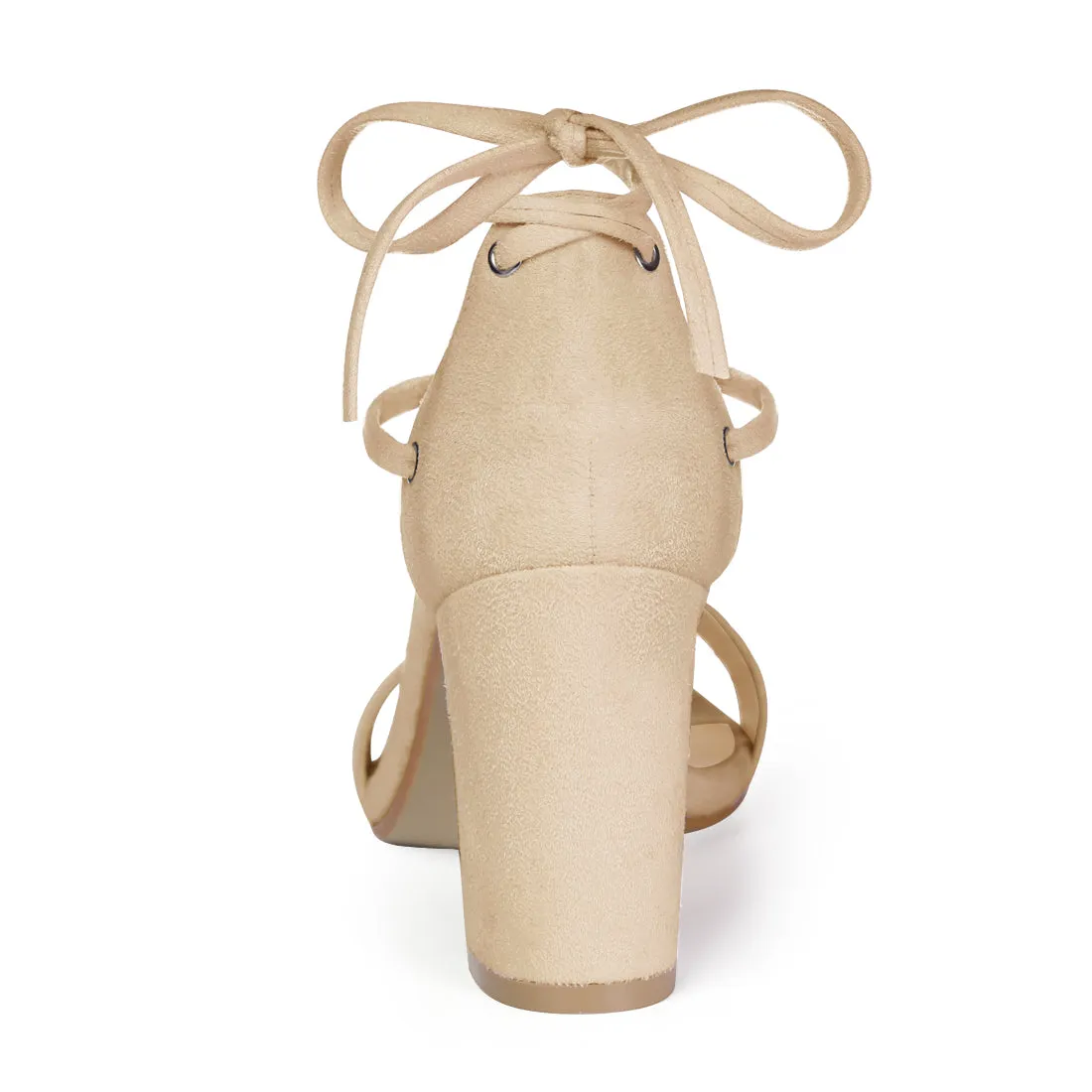 Faux Suede Strappy Chunky High Heel Lace Up Sandals sold by Allegra K product image thumbnail 4