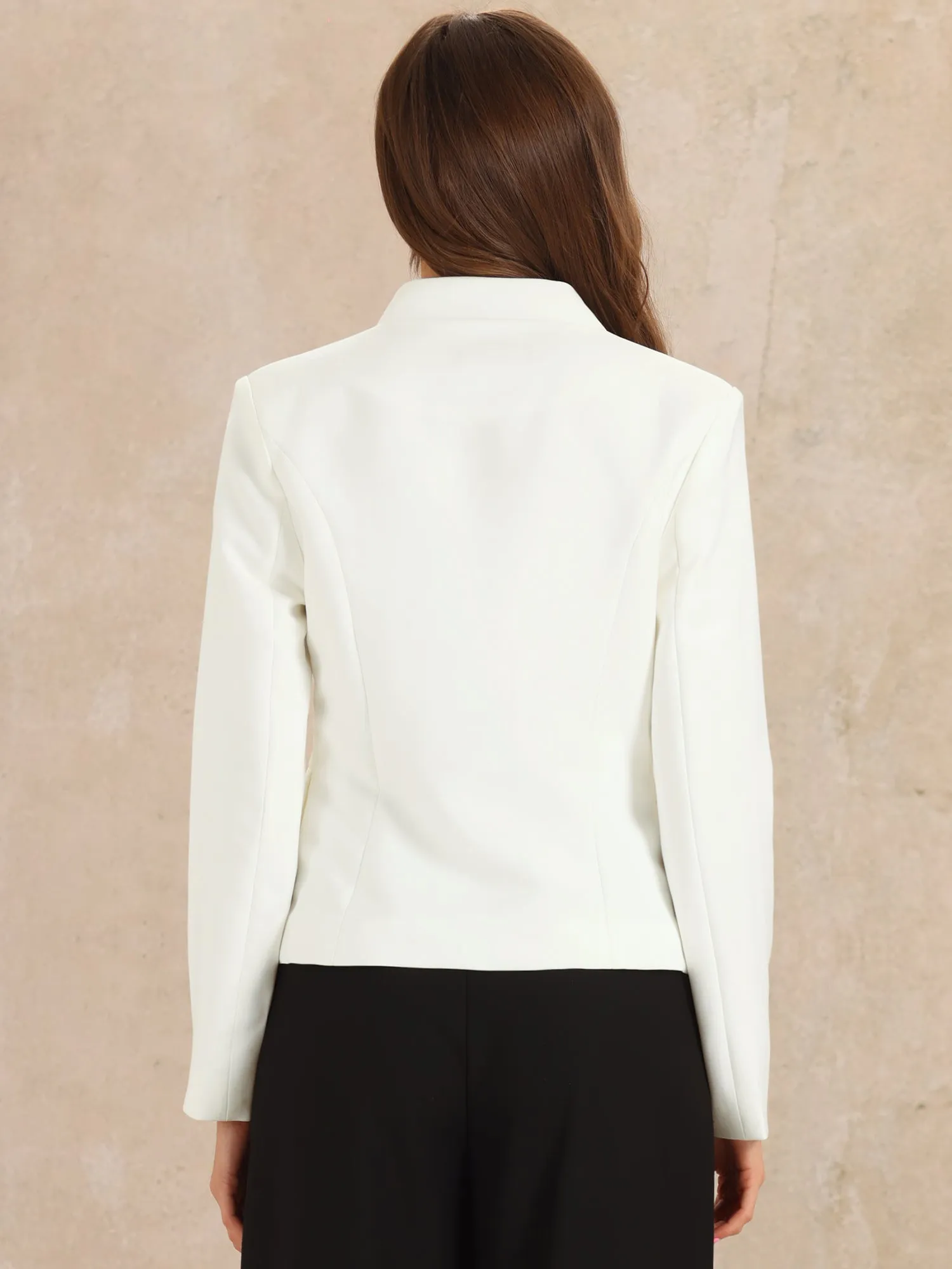 Stand Collar Long Sleeve Button Work Blazer sold by Allegra K product image thumbnail 3
