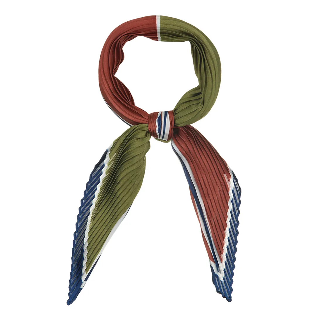 Retro Pleated Color Block Rhombus Head Neck Scarf Scarves Neckerchief sold by Allegra K