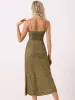 Floral Spaghetti Strap Casual Low Cut Midi Slit Dress sold by Allegra K