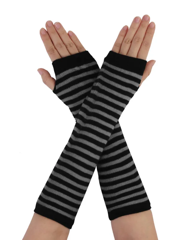 Winter Fingerless Thumbhole Elastic Long Knitted Party Costume Gloves sold by Allegra K