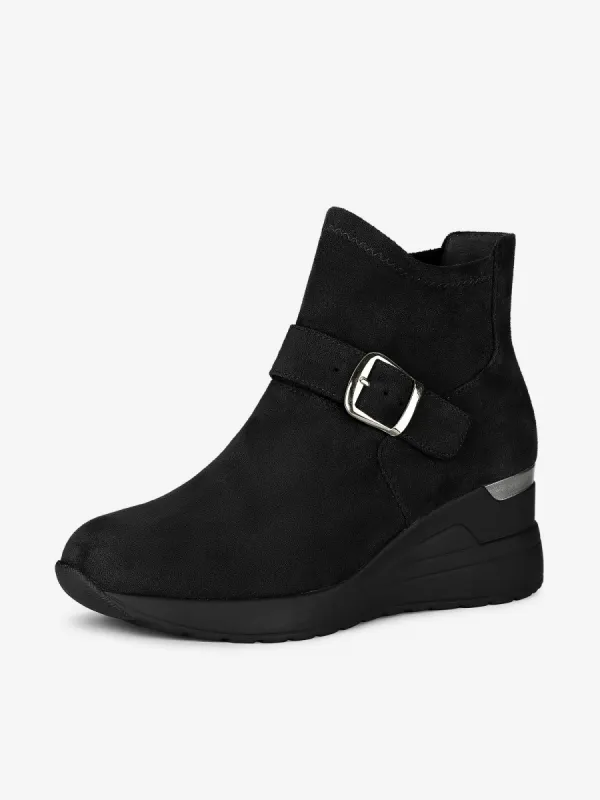 Round Toe Buckle Decor Platform Wedge Ankle Boots sold by Allegra K