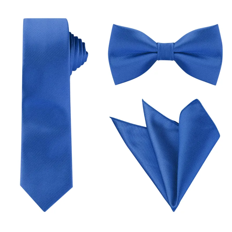 Satin Necktie Bowtie Square Solid Color Wedding Business Tie Set made by Allegra K