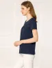 Basic Solid Round Neck Short Sleeve Lace Inset Pleated Front T-shirt sold by Allegra K