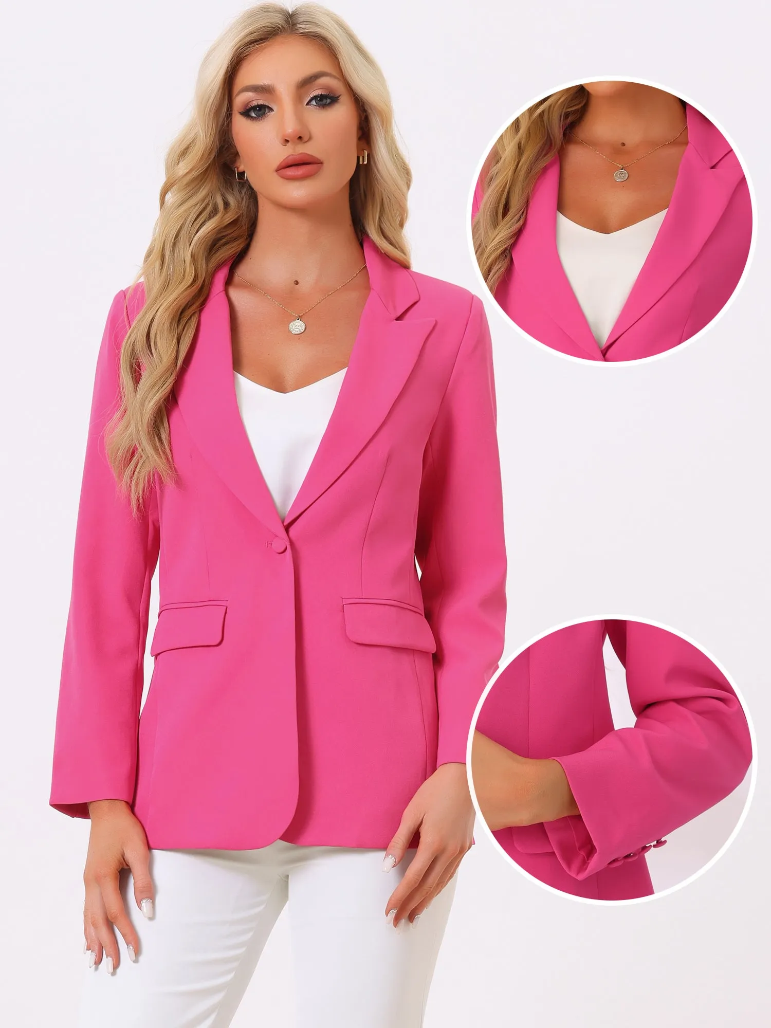 Bussiness One Button Open Front Work Office Suit Blazer sold by Allegra K product image thumbnail 3