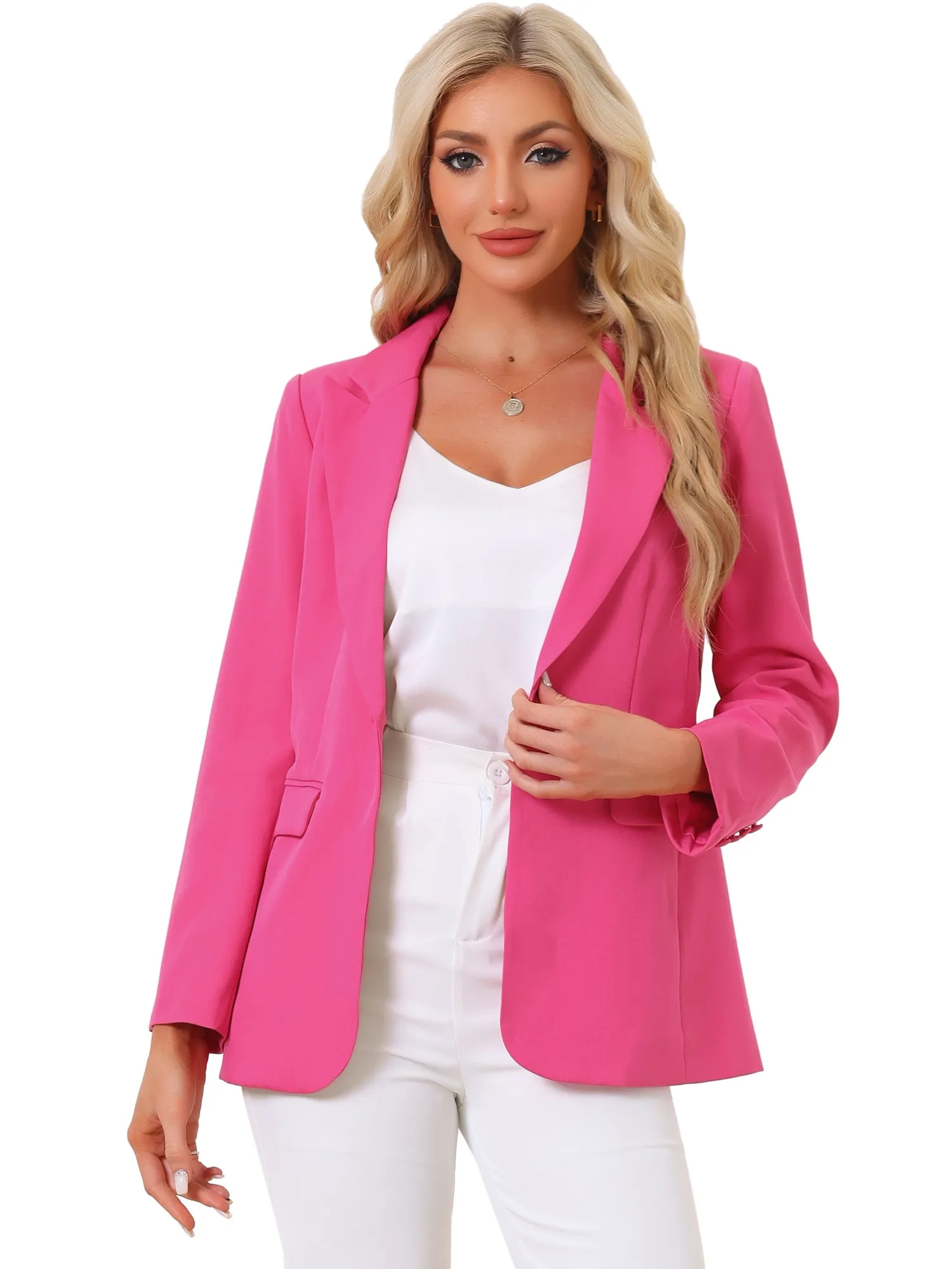 Bussiness One Button Open Front Work Office Suit Blazer sold by Allegra K product image thumbnail 5