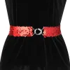 Womens Glitter Skinny Stretchy Waist Belts Sequins Decor Slim Elastic Belts 2PCS sold by Allegra K