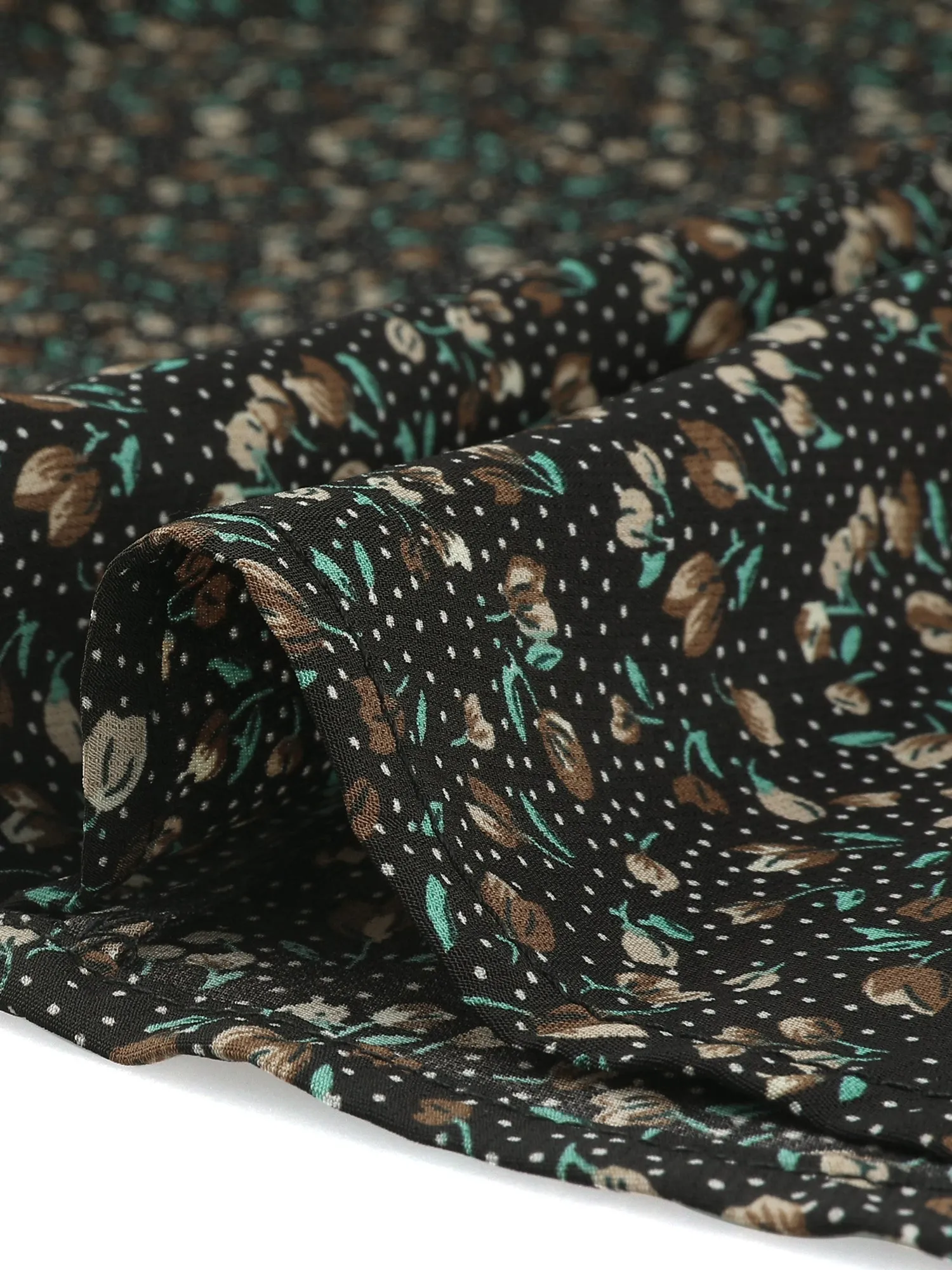 Summer Flutter Sleeve Tops V-Neck Button Front Ditsy Floral Blouse sold by Allegra K product image thumbnail 5