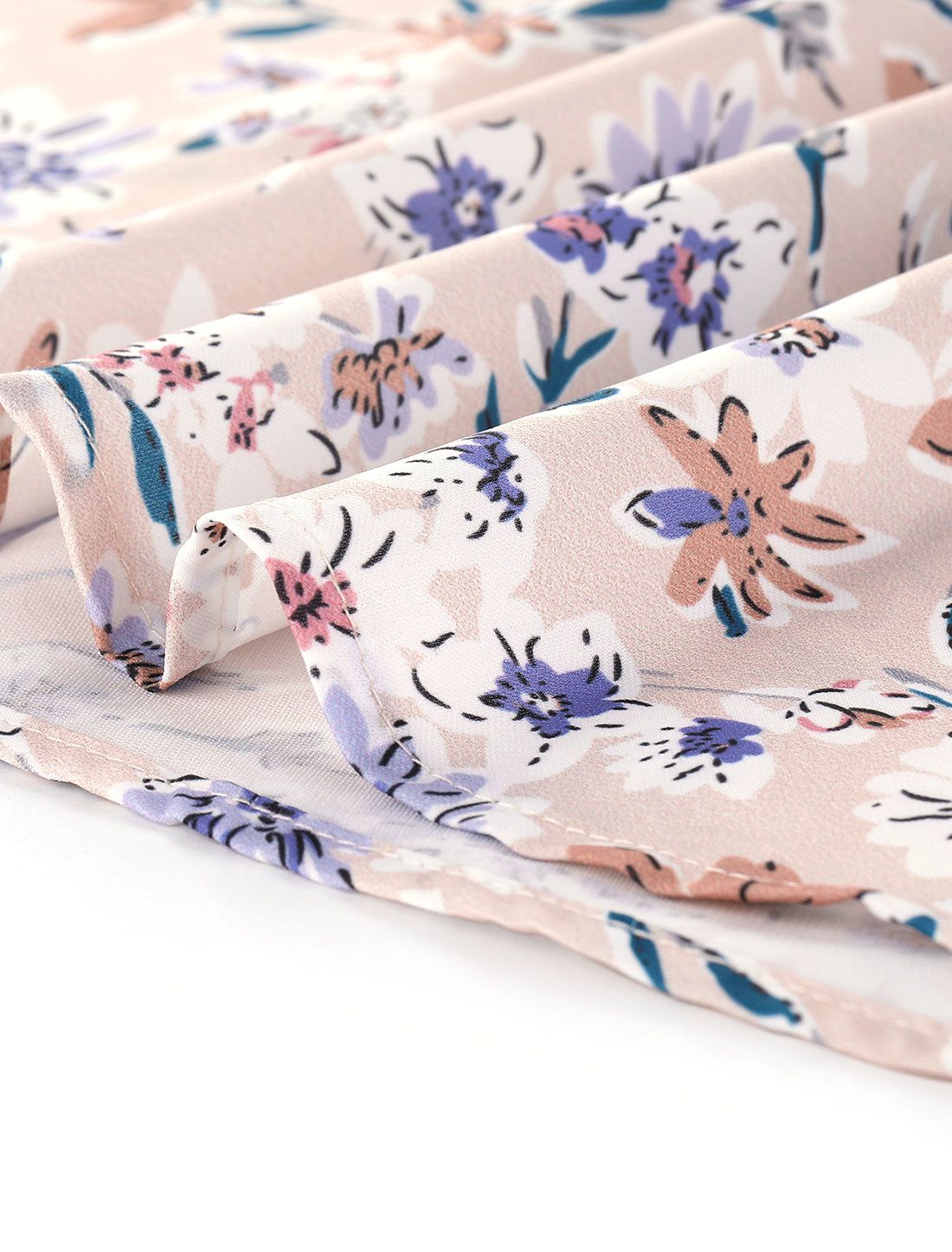 Chiffon Ruffle V Neck Drawstring Floral Summer Blouse sold by Allegra K product image thumbnail 5