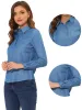 Button Down V Neck Chambray Long Sleeve Loose Casual Shirt sold by Allegra K