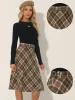 Vintage Tartan Plaid High Waist Belted Retro A-Line Midi Skirt sold by Allegra K
