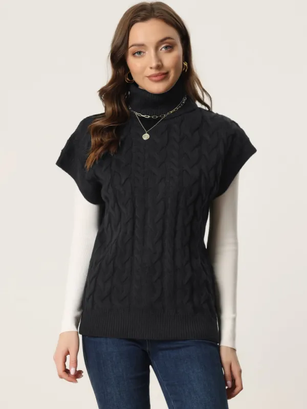Turtleneck Twist Solid Color Knit Pullover Sweater Vest sold by Allegra K