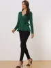 Casual Wrap Peplum V Neck Long Sleeve Tie Waist Knit Blouse sold by Allegra K