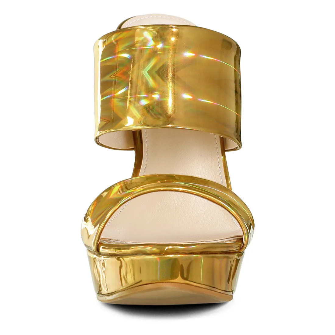 Shiny Colorful Platform Stiletto Heel Open Toe Sandals sold by Allegra K product image thumbnail 4