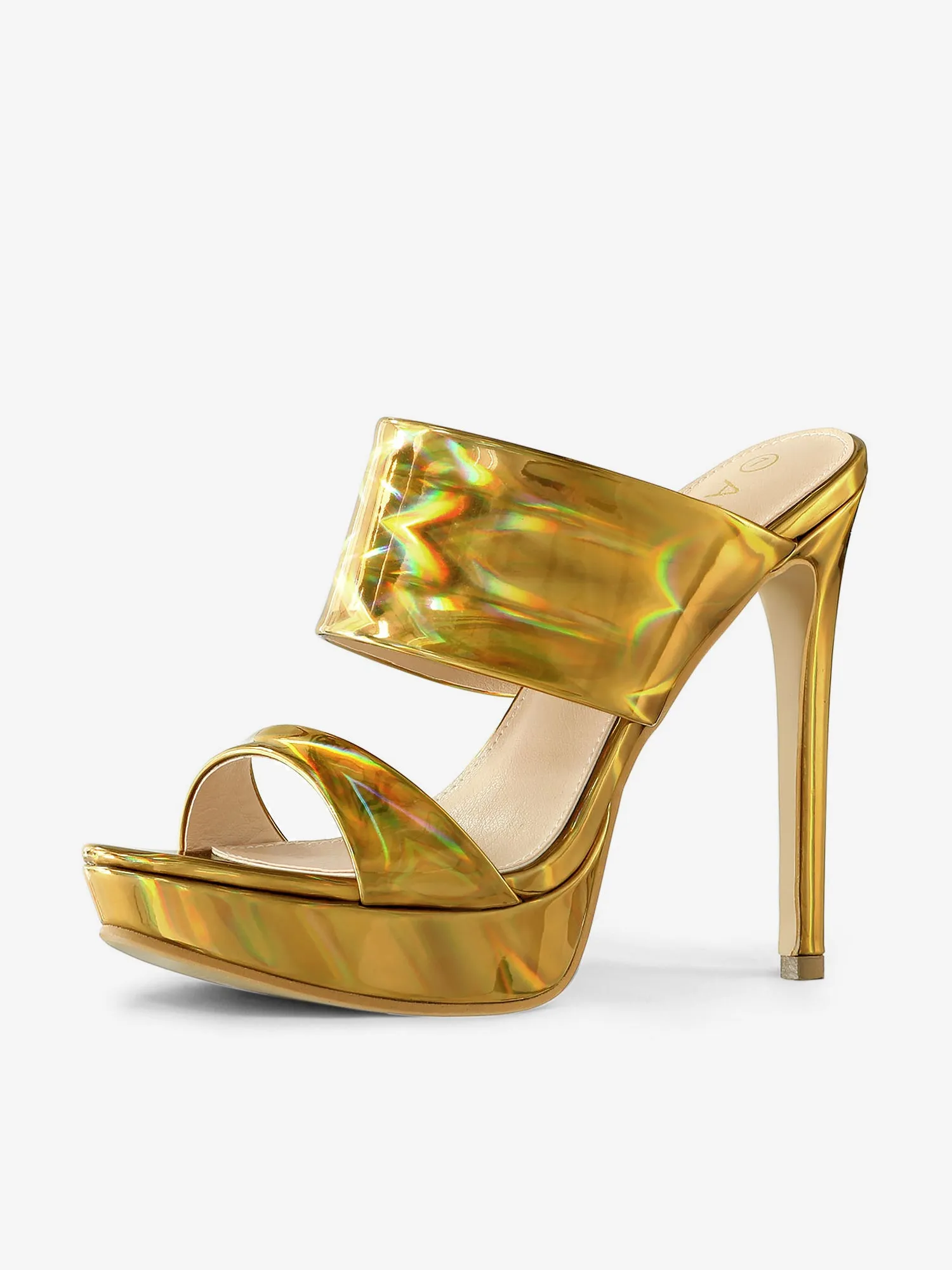 Shiny Colorful Platform Stiletto Heel Open Toe Sandals sold by Allegra K