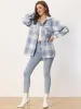 Plaid Winter Casual Jacket Two Pockets Button Front Closure Coat sold by Allegra K