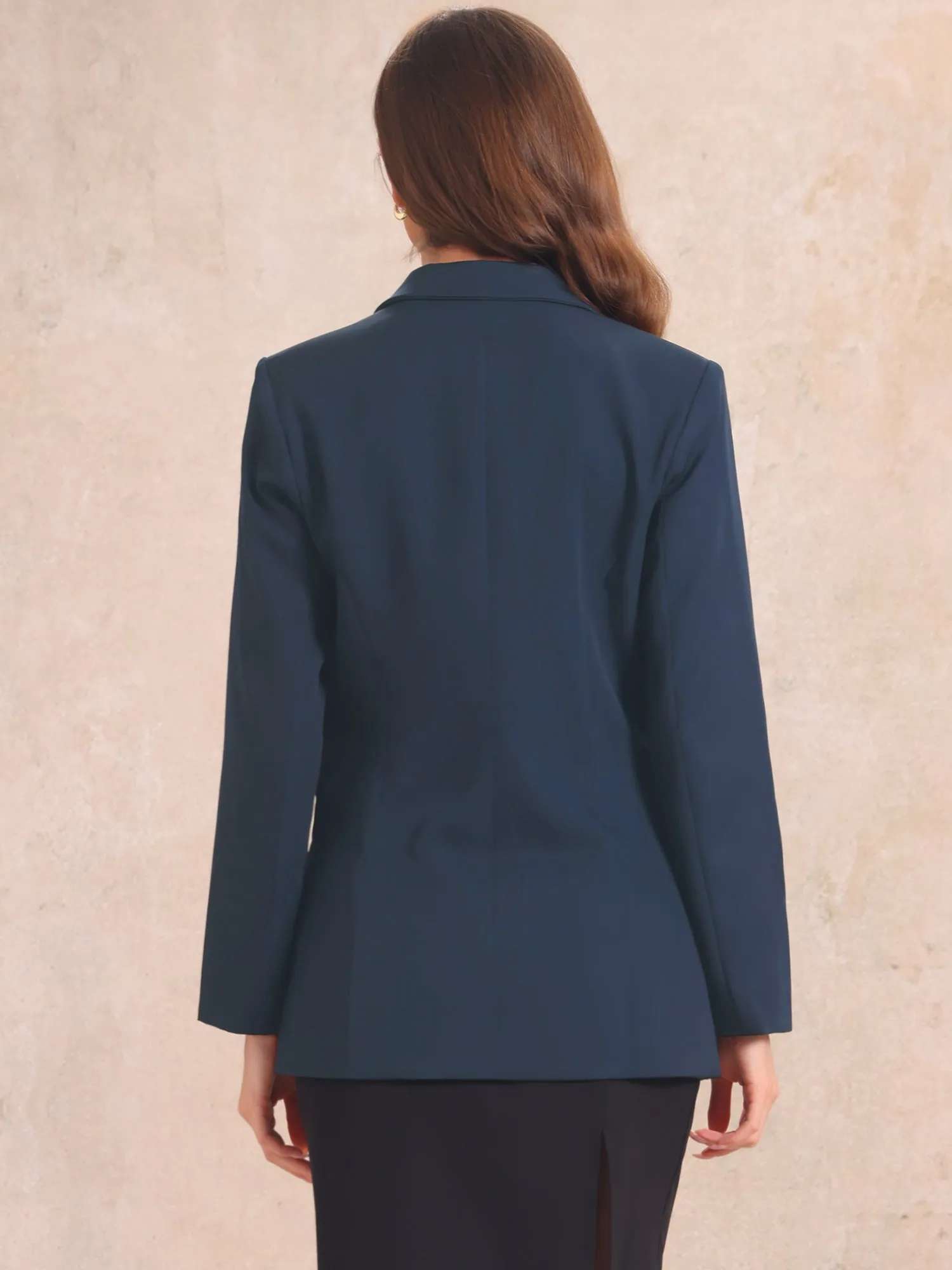 Lapel Collar Shoulder Pads Double Breasted Work Office Blazer sold by Allegra K product image thumbnail 3