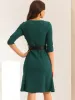 Work Office Dress Square Neck Knee Length Belted Dress sold by Allegra K