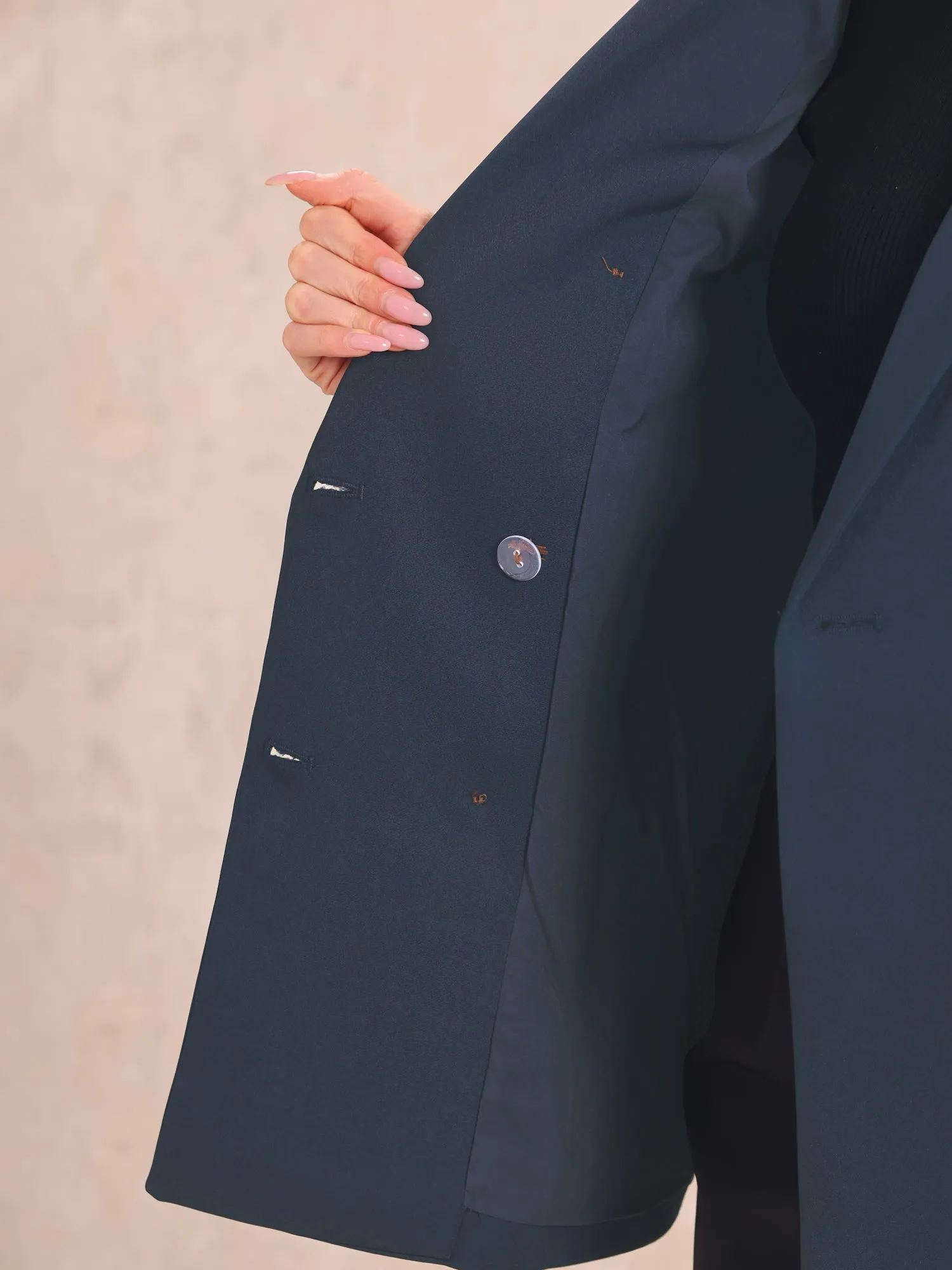 Lapel Collar Shoulder Pads Double Breasted Work Office Blazer sold by Allegra K product image thumbnail 4