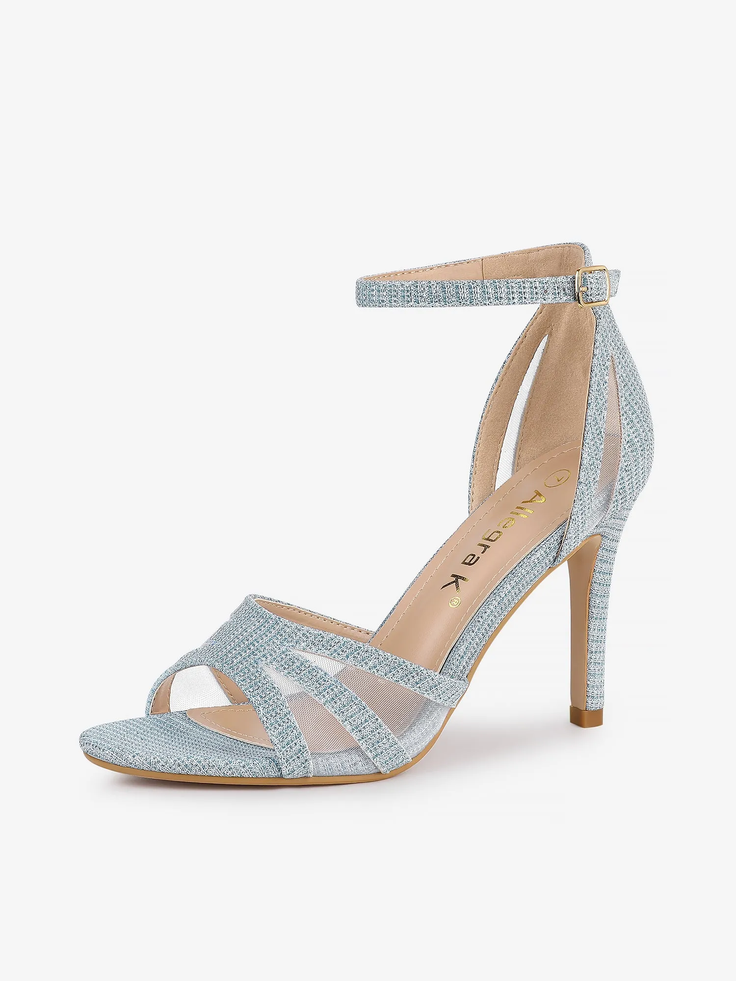 Glitter Ankle Strap Stiletto Heel Sandal sold by Allegra K
