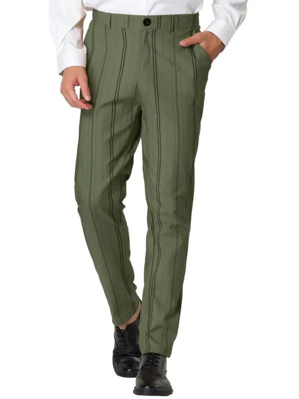 Men's Dress Striped Pants Slim Fit Flat Front Business Pencil Trousers sold by Allegra K