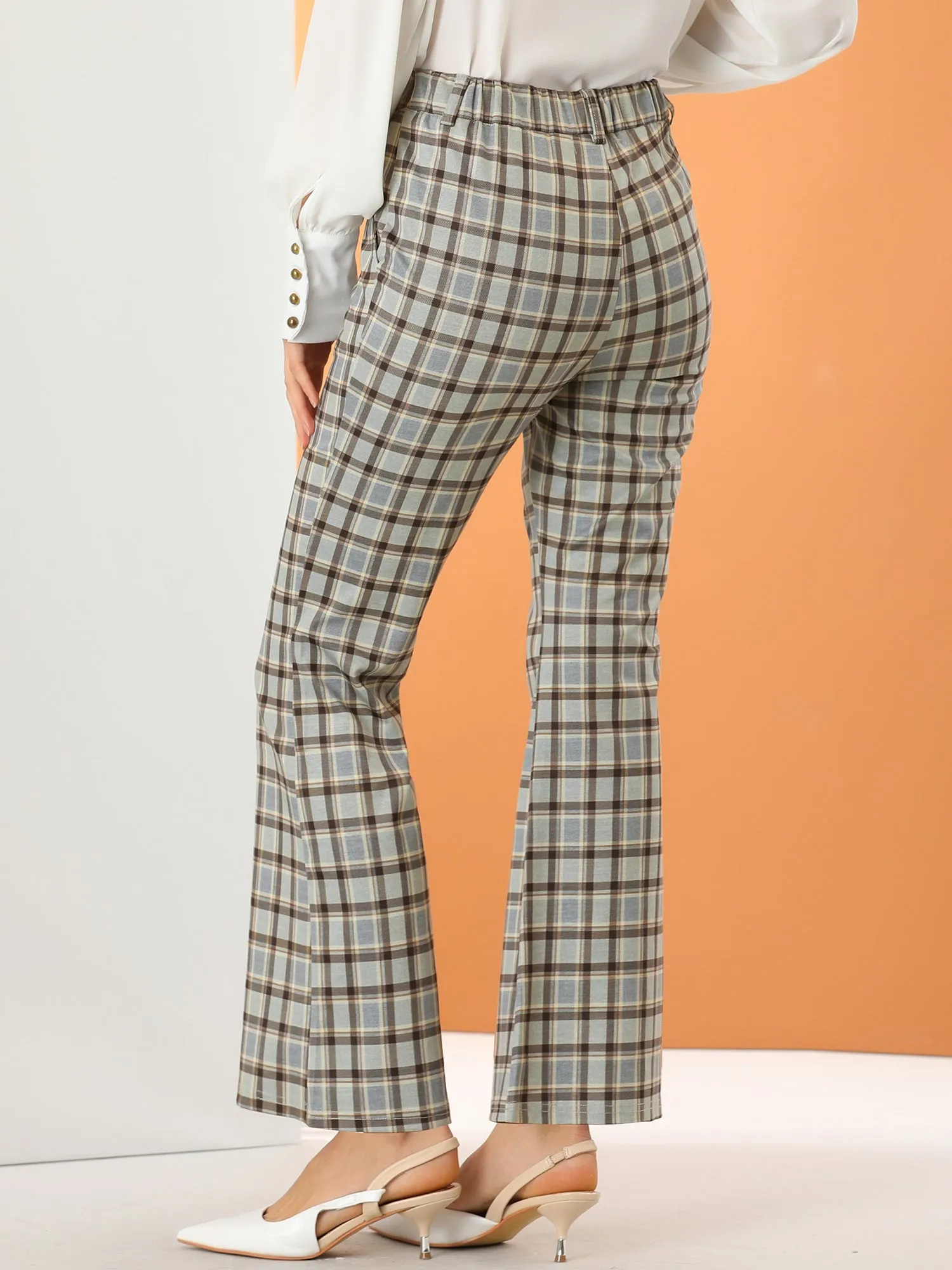 Plaid Pants Elastic Waist Bussiness Casual Work Office Long Trousers sold by Allegra K product image thumbnail 5