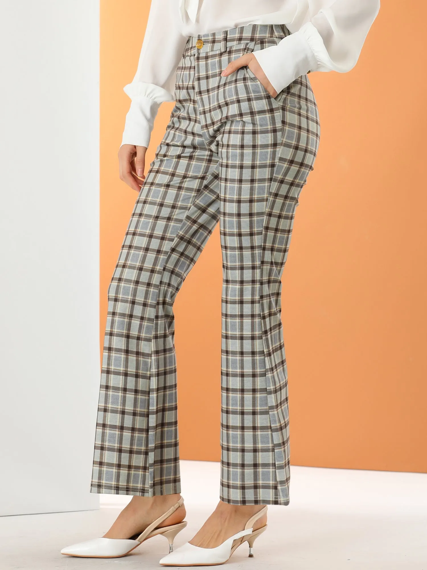 Plaid Pants Elastic Waist Bussiness Casual Work Office Long Trousers sold by Allegra K product image thumbnail 2
