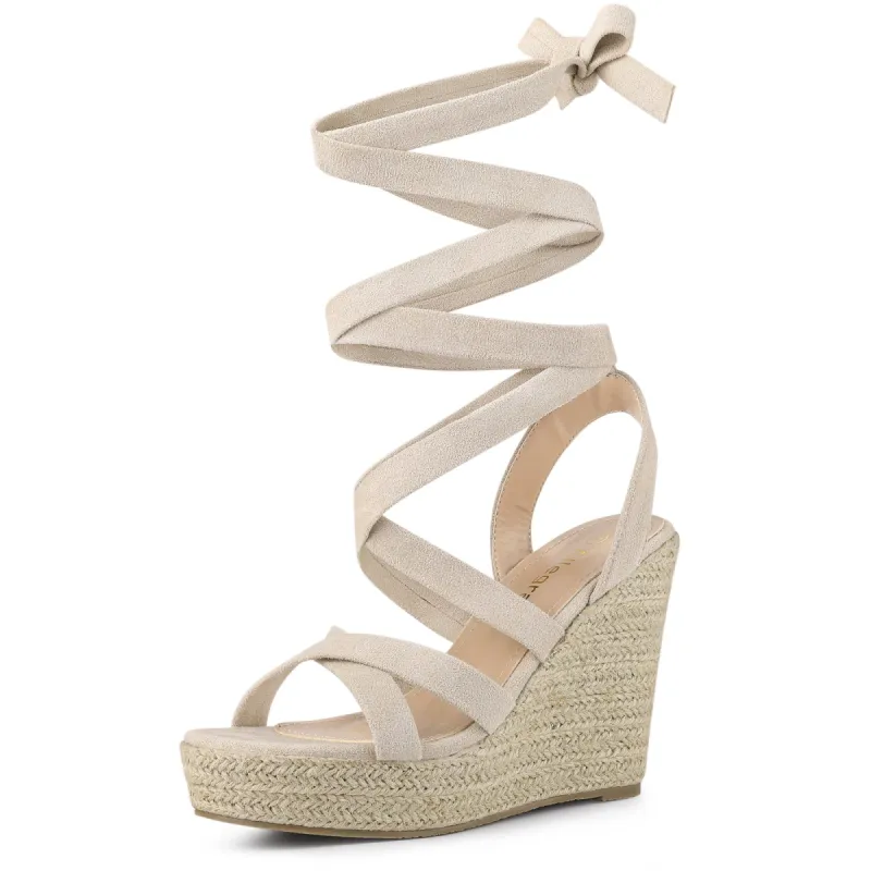 Women's Lace Up Wedge Heel Platform Strappy Espadrilles Sandals sold by Allegra K