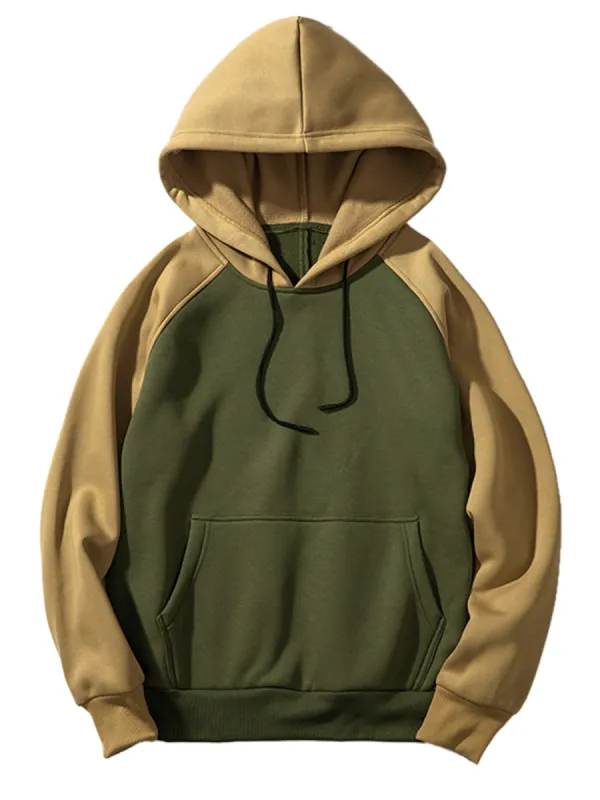 Men's Hoodie Sweatshirt Casual Raglan Long Sleeves Color Block Pullover with Pocket sold by Allegra K