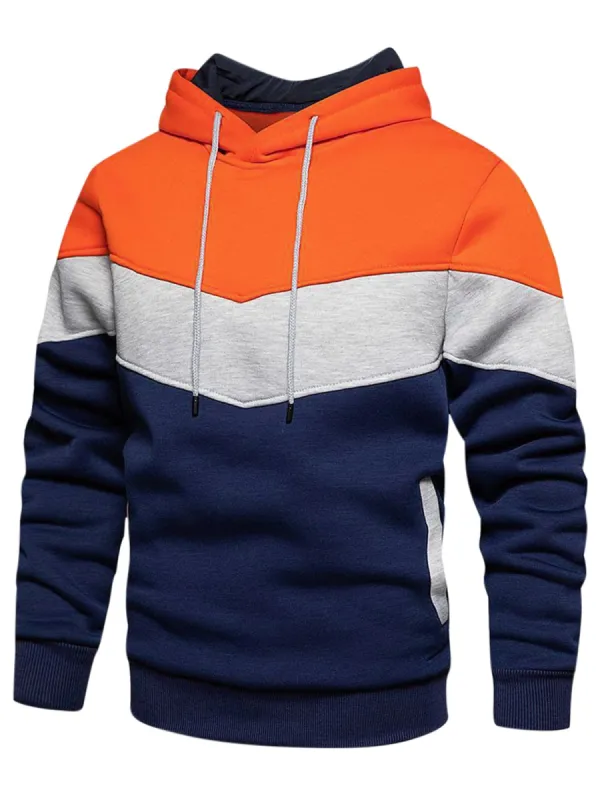 Men's Novelty Color Block Hoodies Casual Plush Lined Pullover Sweatshirt with Pocket sold by Allegra K