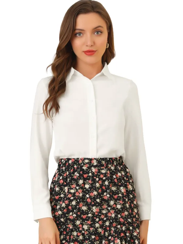 Women's Textured Top Embroidered Collar Office Button Up Shirt sold by Allegra K
