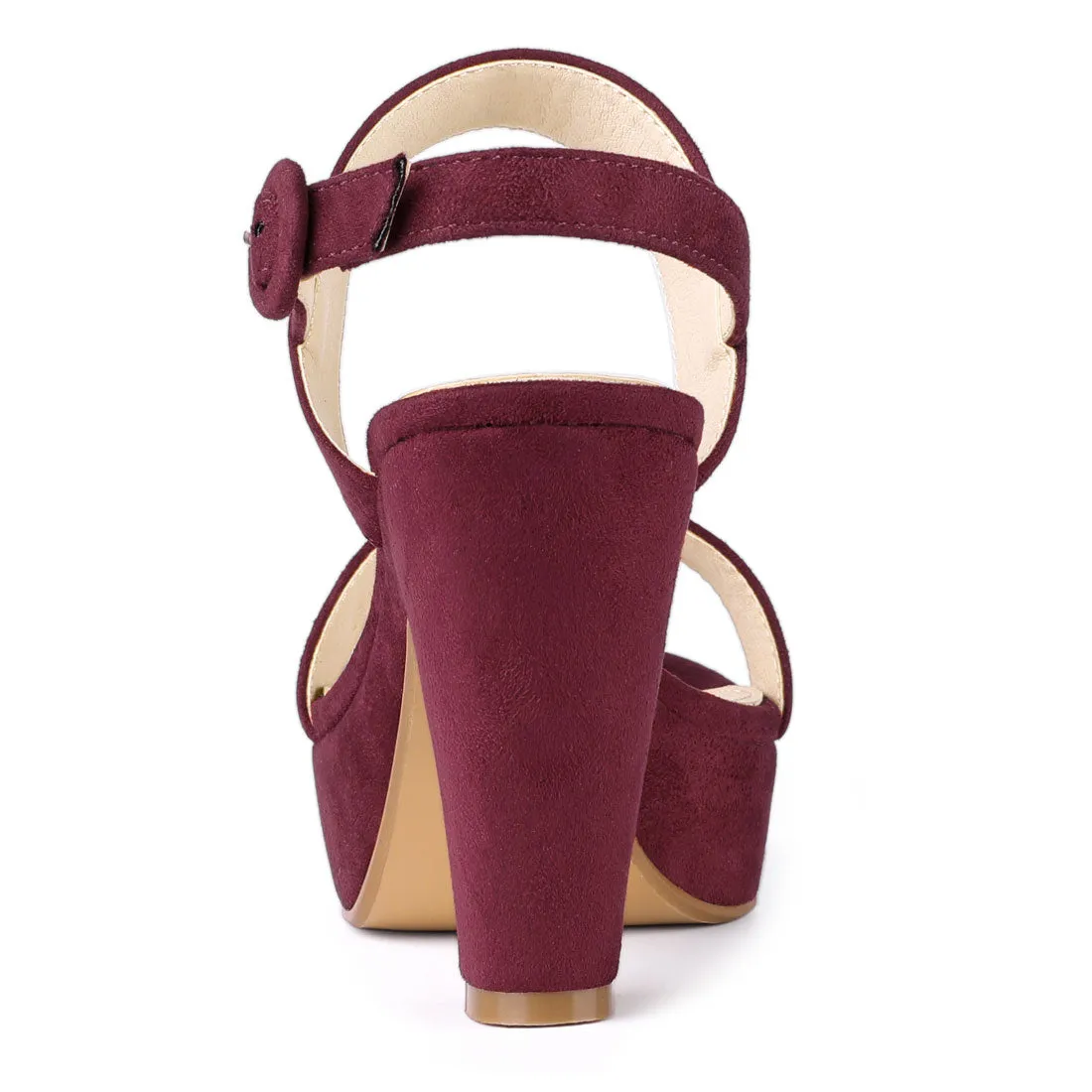 Faux Suede Platform Chunky High Heel Slingback Sandals sold by Allegra K product image thumbnail 4